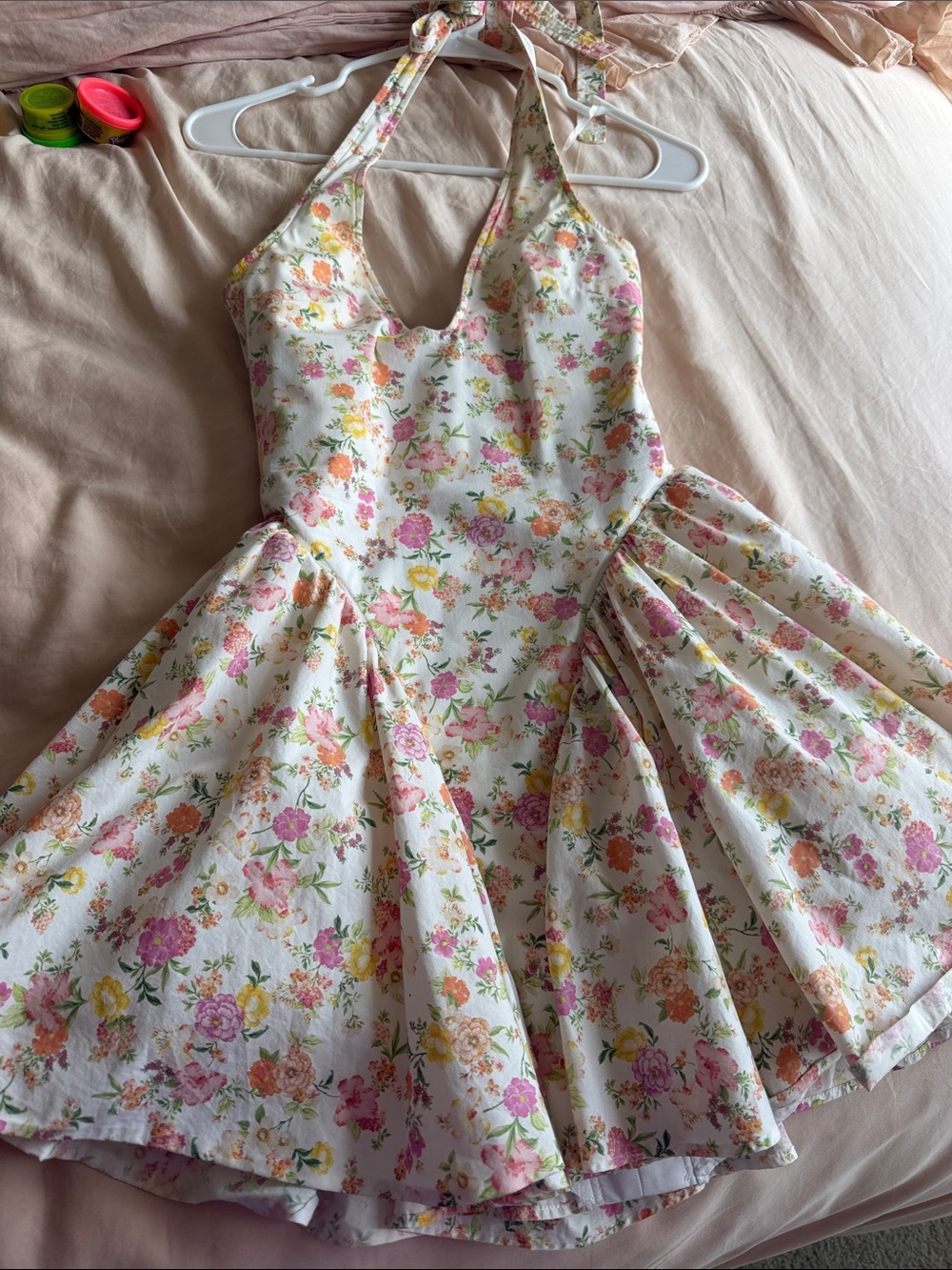 House of cb Valentia Plunge halter neck stretch cotton minidress